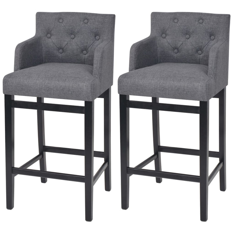 vidaXL Bar Stools 2 pcs Dark Grey Fabric