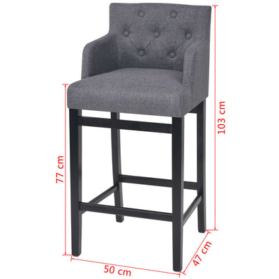 vidaXL Bar Stools 2 pcs Dark Grey Fabric