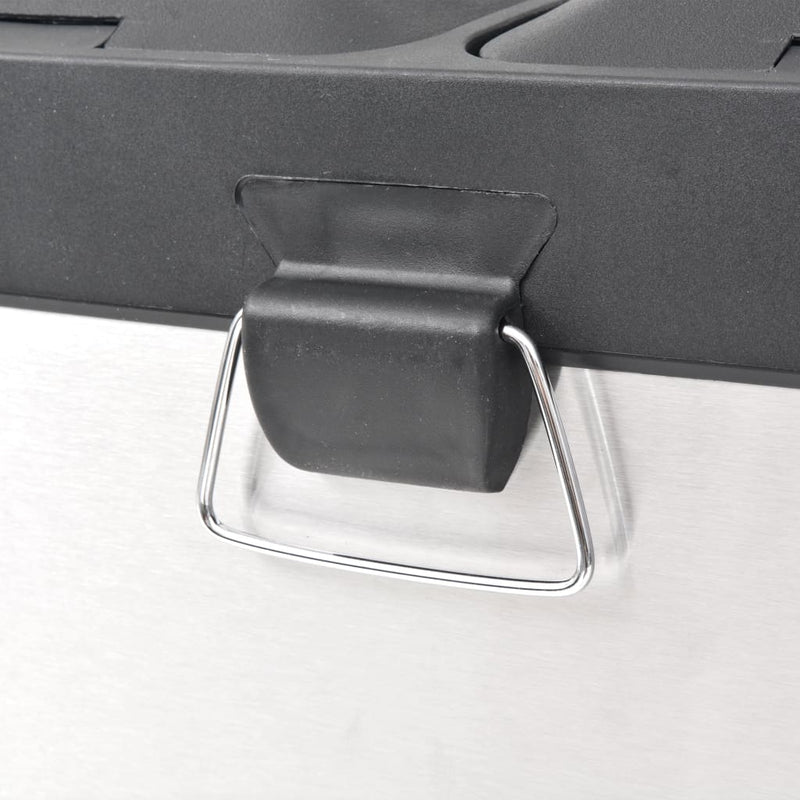 vidaXL Recycling Pedal Bin Garbage Trash Bin Stainless Steel 36 L