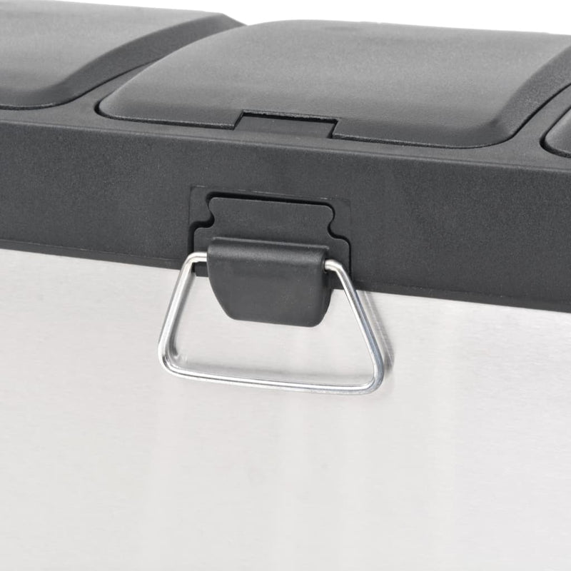 vidaXL Recycling Pedal Bin Garbage Trash Bin Stainless Steel 54 L