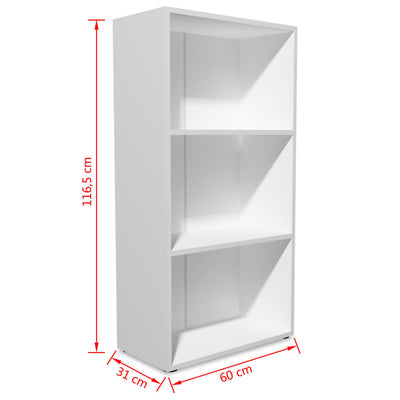 vidaXL Bookshelf Engineered Wood 60x31x116.5 cm White