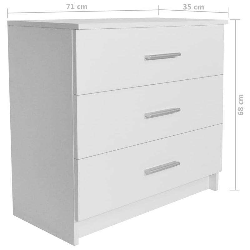 vidaXL Chest of Drawers Engineered Wood 71x35x68 cm White