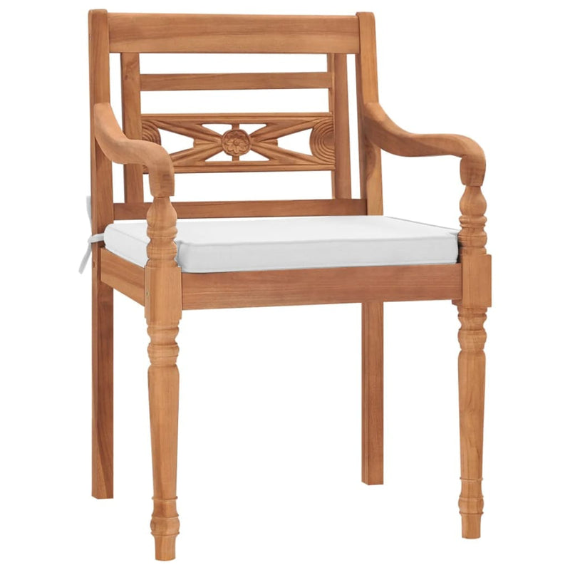 vidaXL Batavia Chairs 2 pcs with Cushions Solid Teak Wood