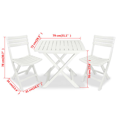 vidaXL 3 Piece Folding Bistro Set Plastic Anthracite