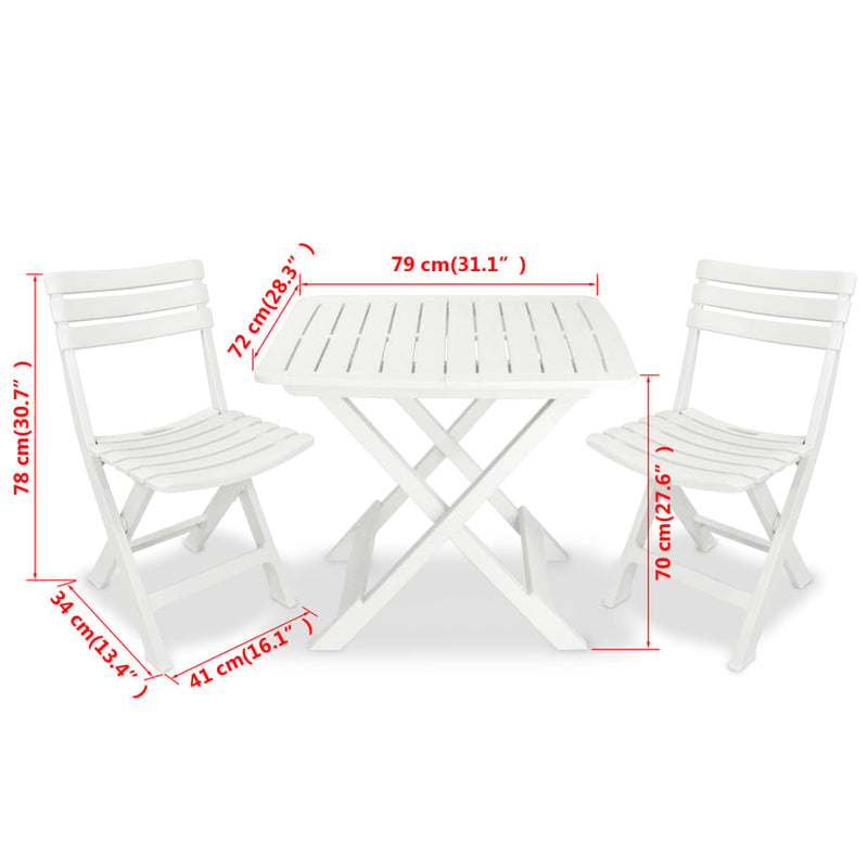 vidaXL 3 Piece Folding Bistro Set Plastic Anthracite