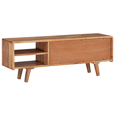 vidaXL TV Cabinet Solid Acacia Wood with Carved Doors 117x30x40 cm