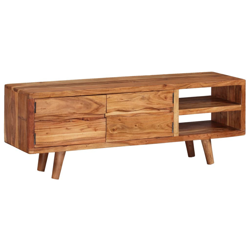 vidaXL TV Cabinet Solid Acacia Wood with Carved Doors 117x30x40 cm