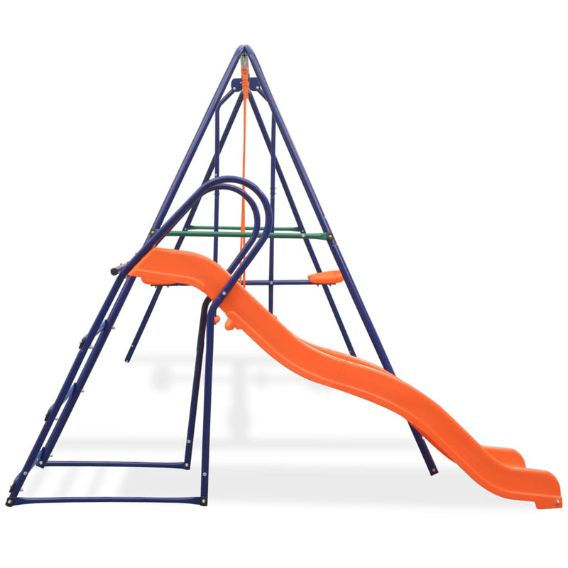 vidaXL Swing Set with Slide and 3 Seats Orange