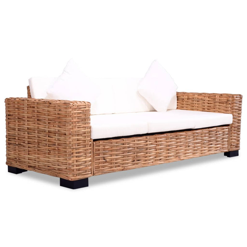 vidaXL 2 Piece Sofa Set Natural Rattan