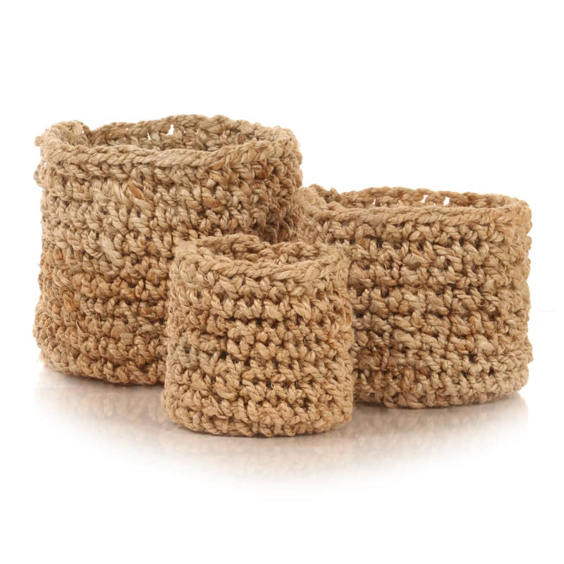 vidaXL Storage Basket Set 3 Pieces Handmade Jute Natural