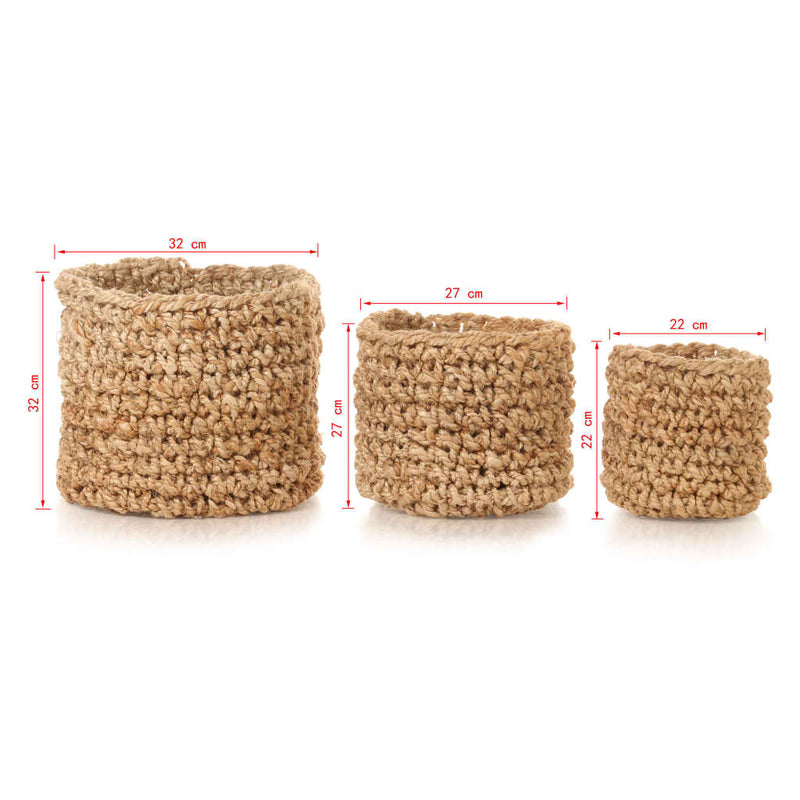 vidaXL Storage Basket Set 3 Pieces Handmade Jute Natural