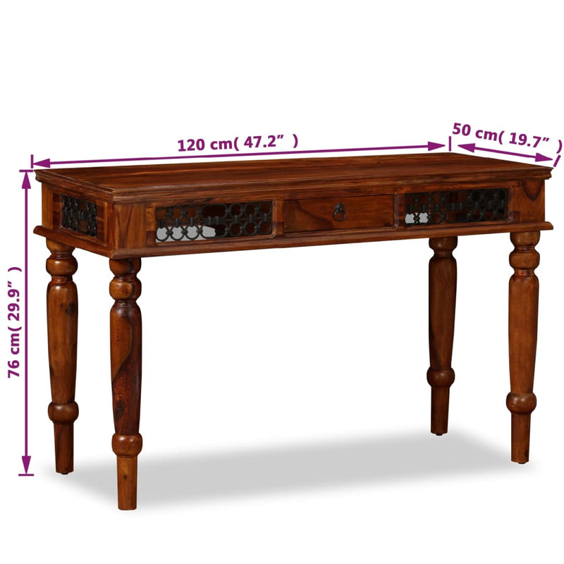 vidaXL Writing Table Solid Sheesham Wood 120x50x76 cm