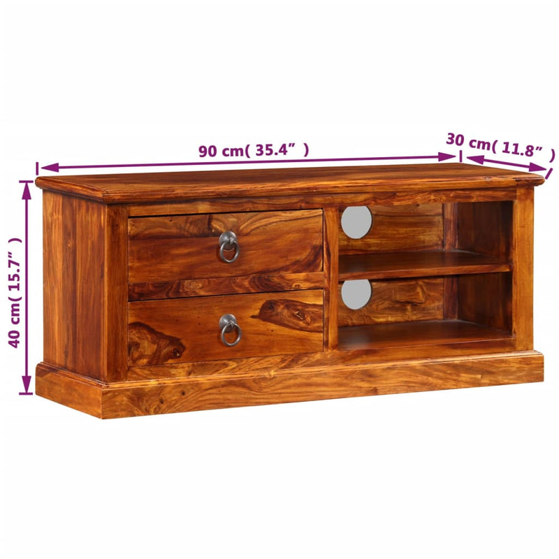 vidaXL TV Cabinet Solid Sheesham Wood 90x30x40 cm