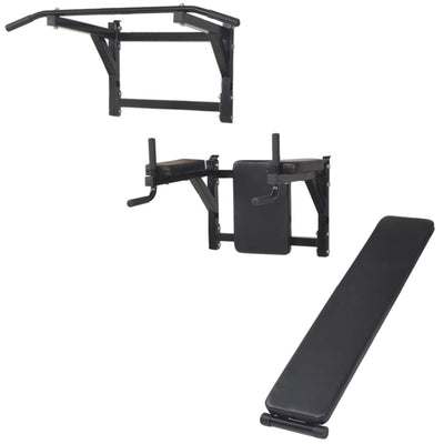 vidaXL Wall-mounted Multi-functional Fitness Power Tower Black