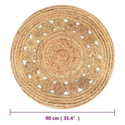 vidaXL Area Rug Braided Design Jute 120 cm Round