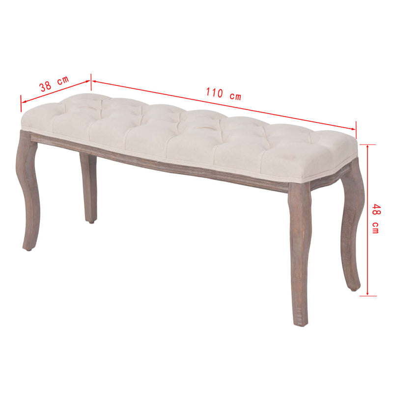 vidaXL Bench Linen Solid Wood 110x38x48 cm Dark Grey