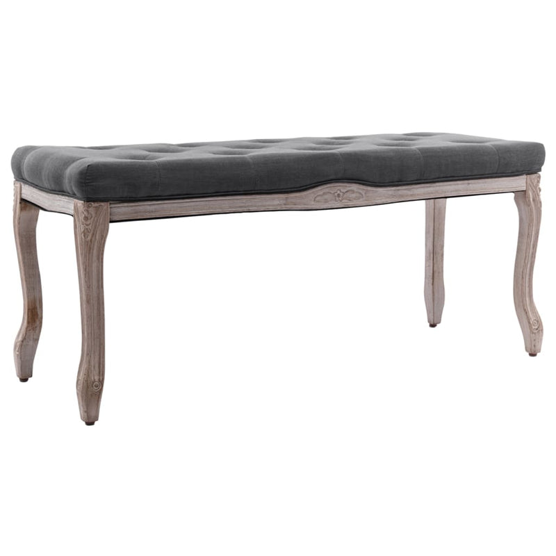 vidaXL Bench Linen Solid Wood 110x38x48 cm Dark Grey