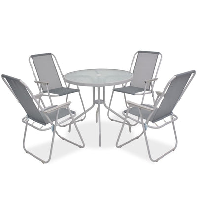 vidaXL 6 Piece Outdoor Dining Set Steel and Textilene Grey