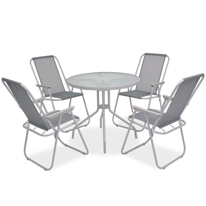vidaXL 6 Piece Outdoor Dining Set Steel and Textilene Grey