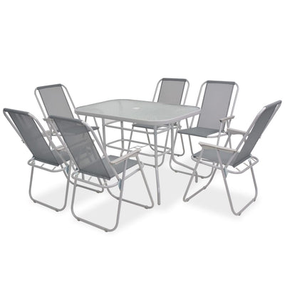 vidaXL 8 Piece Outdoor Dining Set Steel and Textilene Grey