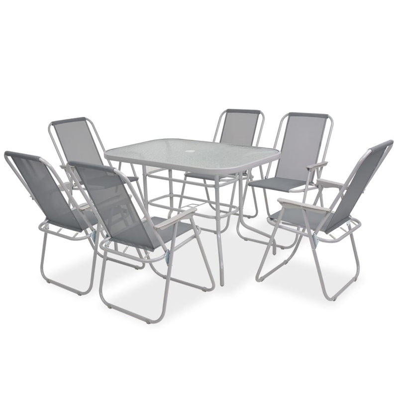 vidaXL 8 Piece Outdoor Dining Set Steel and Textilene Grey