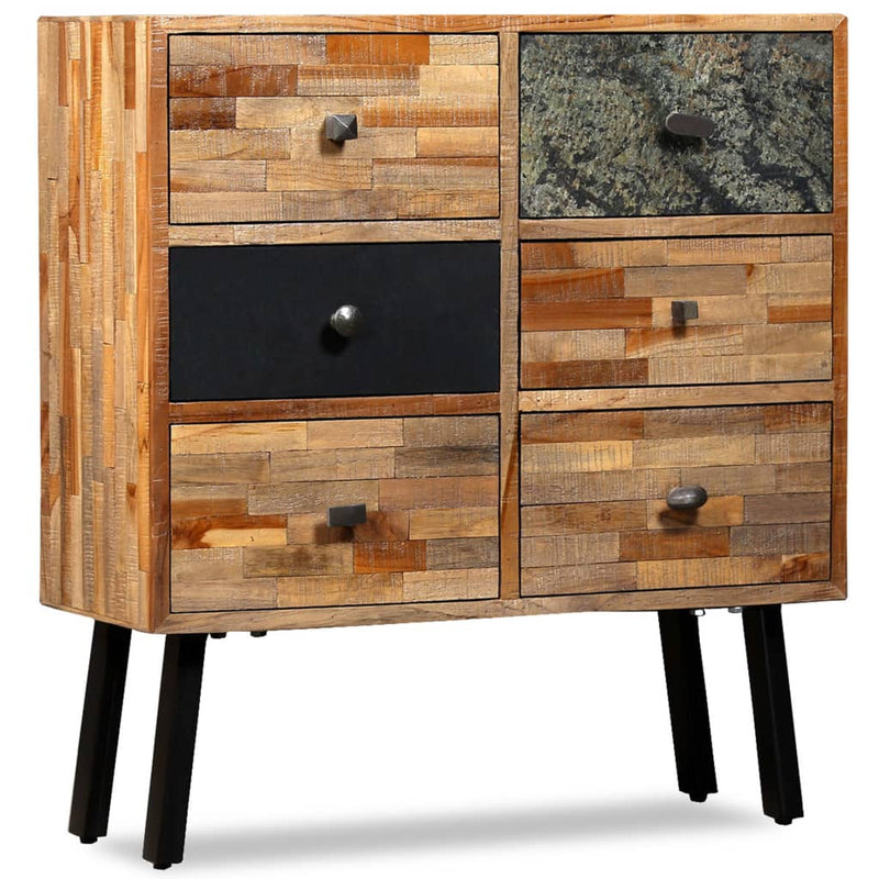 vidaXL Side Cabinet with 6 Drawers 70x30x76 cm Solid Reclaimed Teak