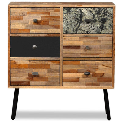 vidaXL Side Cabinet with 6 Drawers 70x30x76 cm Solid Reclaimed Teak