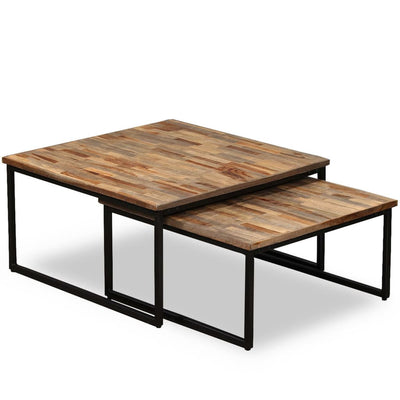 vidaXL 2 Piece Nesting Coffee Table Set Solid Reclaimed Teak