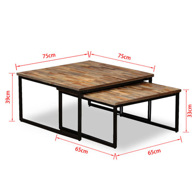 vidaXL 2 Piece Nesting Coffee Table Set Solid Reclaimed Teak