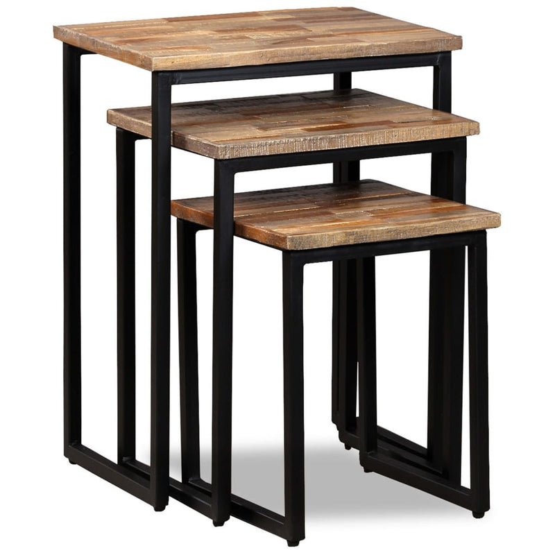 vidaXL 3 Piece Nesting Coffee Table Set Solid Reclaimed Teak