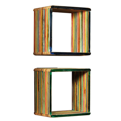 vidaXL Wall Shelf Set 3 pcs Multicolour Solid Reclaimed Teak