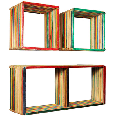 vidaXL Wall Shelf Set 3 pcs Multicolour Solid Reclaimed Teak