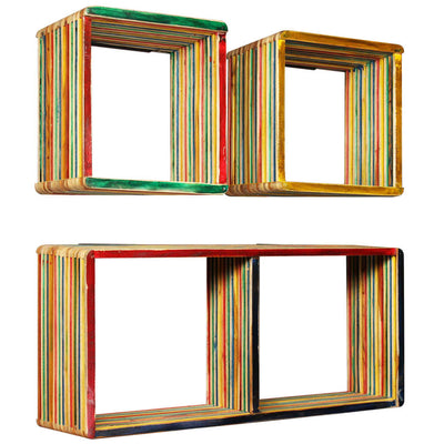 vidaXL Wall Shelf Set 3 pcs Multicolour Solid Reclaimed Teak