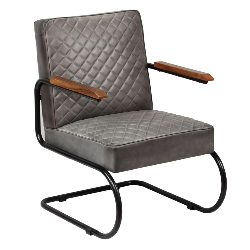 vidaXL Armchair Grey Genuine Leather