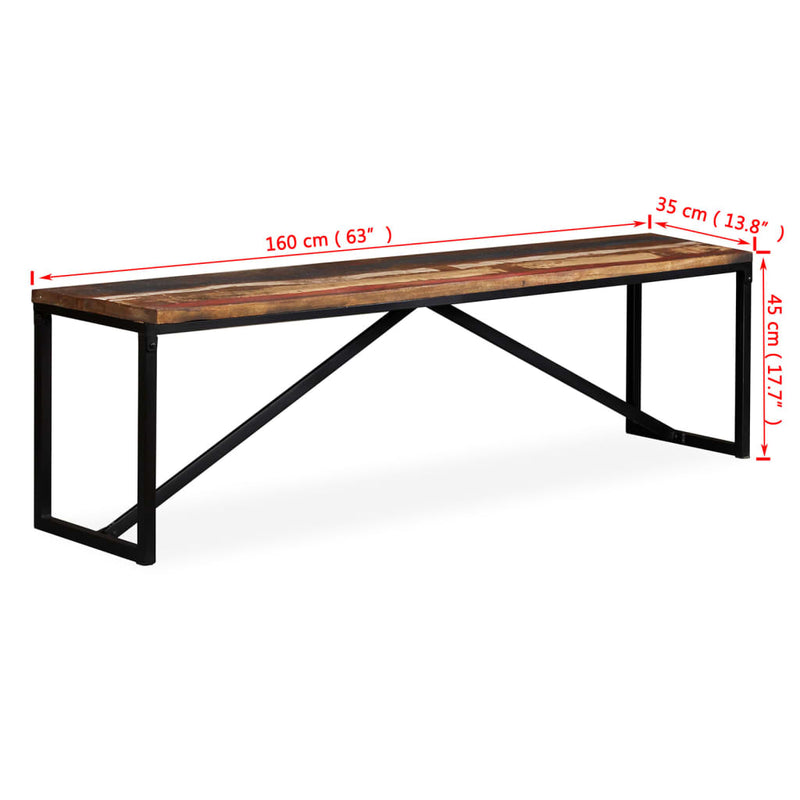 vidaXL Bench Solid Reclaimed Wood 160x35x45 cm