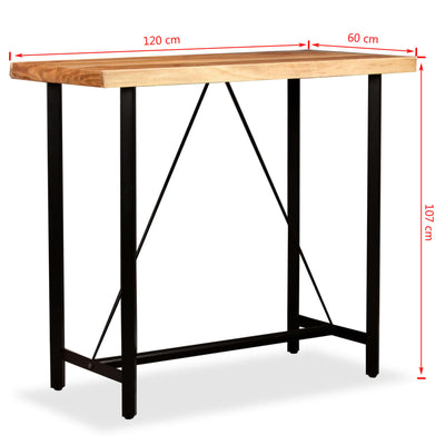 vidaXL Bar Table 150x70x107 cm Solid Acacia Wood