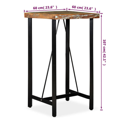 vidaXL Bar Table 60x60x107 cm Solid Reclaimed Wood