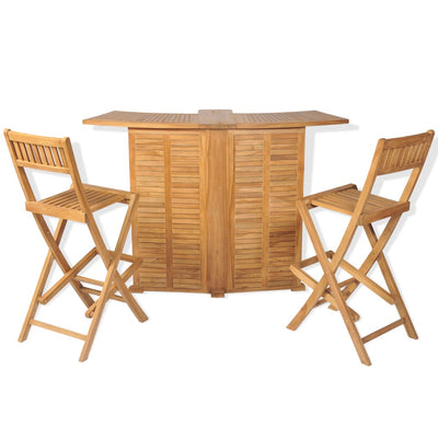 vidaXL 3 Piece Bistro Set with Folding Chairs Solid Teak Wood