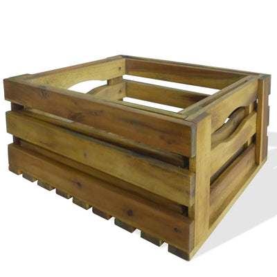 vidaXL Apple Crate Set 2 Pieces Solid Acacia Wood