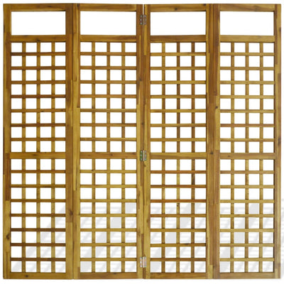 vidaXL 4-Panel Room Divider / Trellis Solid Acacia Wood 160x170 cm