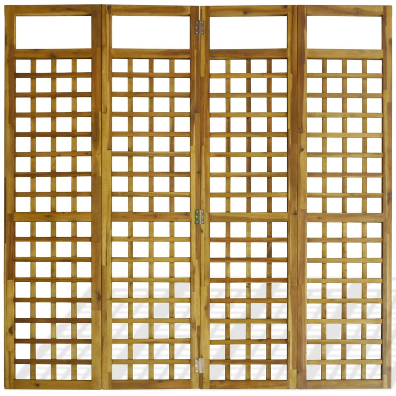 vidaXL 4-Panel Room Divider / Trellis Solid Acacia Wood 160x170 cm
