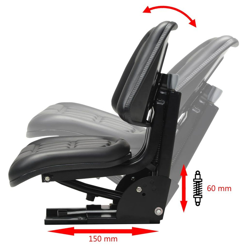 vidaXL Tractor Seat with Suspension Black