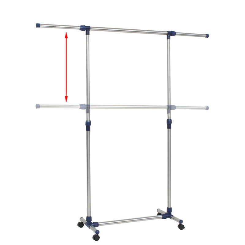 vidaXL Adjustable Clothes Rack Stainless Steel 165x44x150 cm Silver