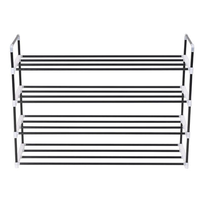 vidaXL Shoe Rack with 4 Shelves Metal and Plastic Black