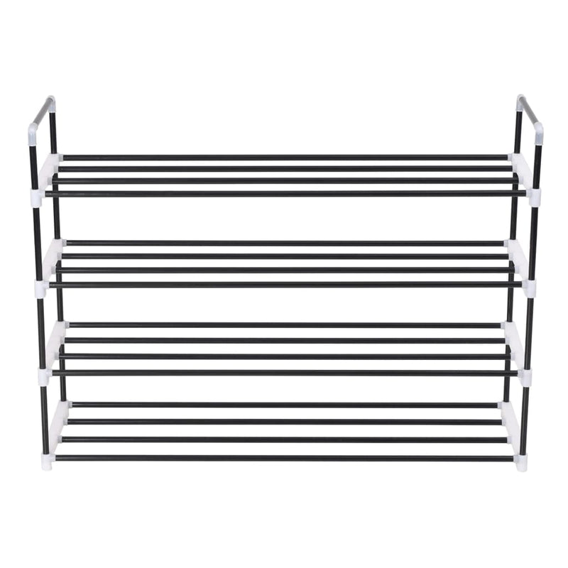 vidaXL Shoe Rack with 4 Shelves Metal and Plastic Black