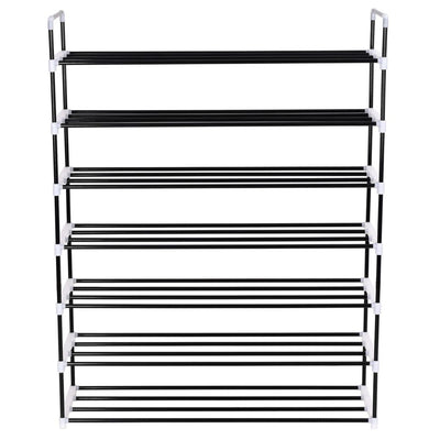 vidaXL Shoe Rack with 7 Shelves Metal and Plastic Black