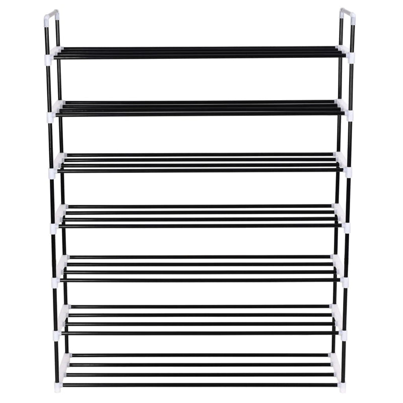 vidaXL Shoe Rack with 7 Shelves Metal and Plastic Black