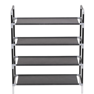 vidaXL Shoe Rack with 4 Shelves Metal and Non-woven Fabric Black