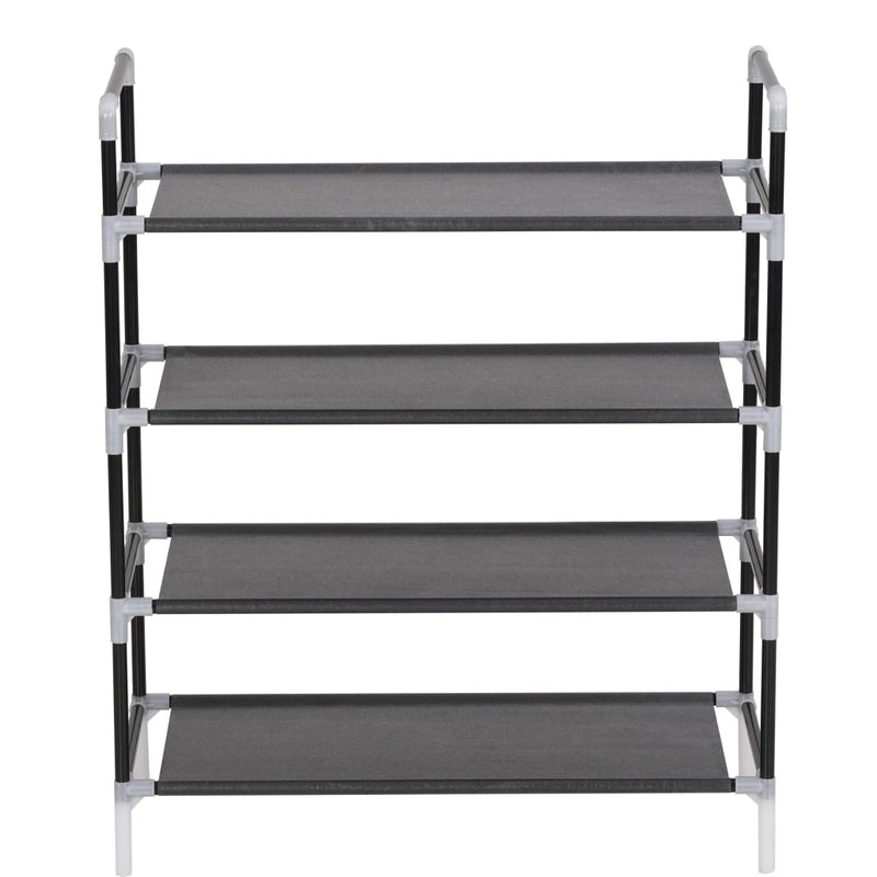 vidaXL Shoe Rack with 4 Shelves Metal and Non-woven Fabric Black