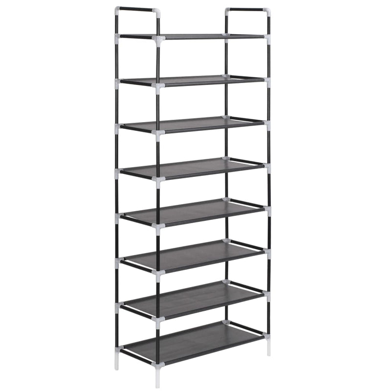 vidaXL Shoe Rack with 8 Shelves Metal and Non-woven Fabric Black